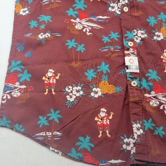 NWT Denim & Flower guitar Santa tropical Christmas holiday button down shirt - Picture 2 of 5